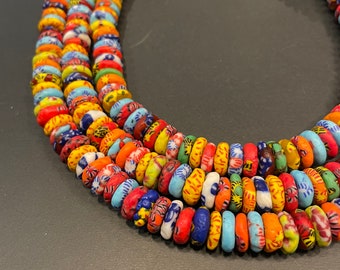 Cuentas espaciadoras de colores, cuentas Krobo Cuentas étnicas Cuentas comerciales de Ghana Krobo para hacer cuentas. Cuentas para hacer joyas