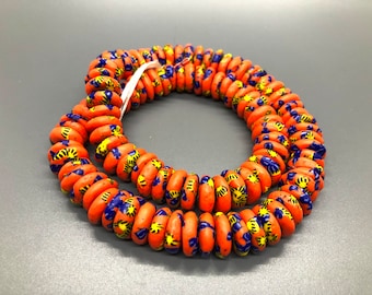 14mm Krobo beads spacer, Ethnic beads disc shaped spacer beads. Colorful beads. beads for jewelry making