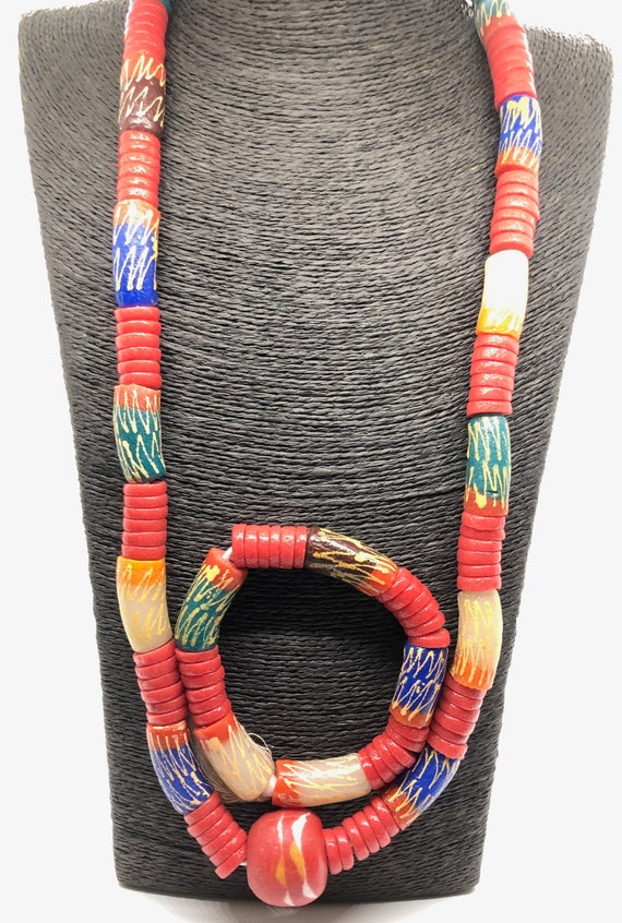 Ghana Handmade Necklace Ghana Statement Necklace Ghana Beaded Necklace Made  in Ghana Colorful Bead Necklace Recycled Glass Beads - Etsy