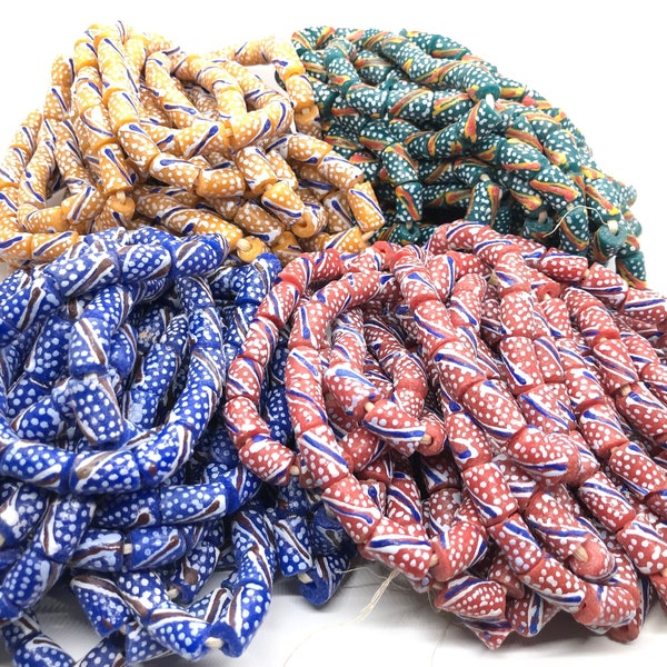 Hand painted Krobo recycled glass beads |