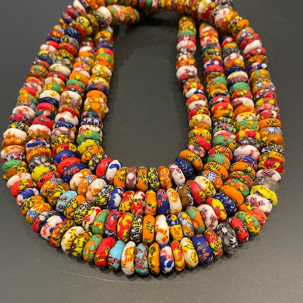 Colourful spacer beads, Krobo beads Ethnic beads Trade beads from Ghana Krobo for beads making. beads for jewellery making