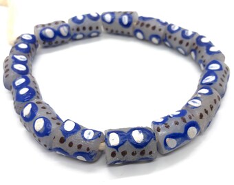 Cuentas Krobo pintadas a mano con puntos esmerilados para manualidades y elaboración de joyas.