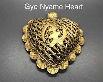 Colgantes de latón africano de 10 cm / Colgante de latón extragrande / Colgante de latón ashanti con símbolos Adinkra / Colgantes Sankofa