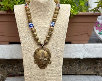 African Mask Necklace | Tribal Pendant