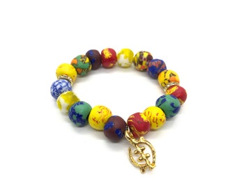 Pulseras Adinkra / Pulseras unisex hechas a mano / Cuentas recicladas Krobo /