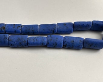 Vintage blue beads | Rectangular Shaped | Glass Beads | Krobo Beads | Matte finish