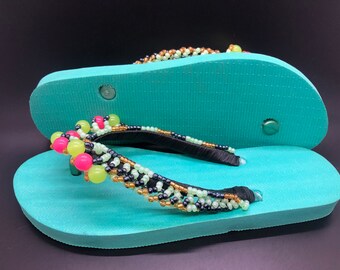 Beaded slippers and sandals sale