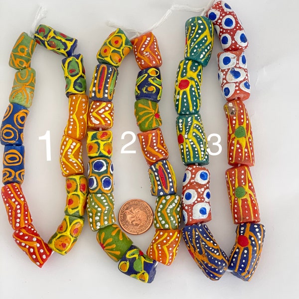 Hand painted African beads, Krobo beads, Artisan beads for jewellery bracelet making