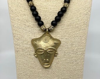 African Mask Necklace | Tribal Pendant