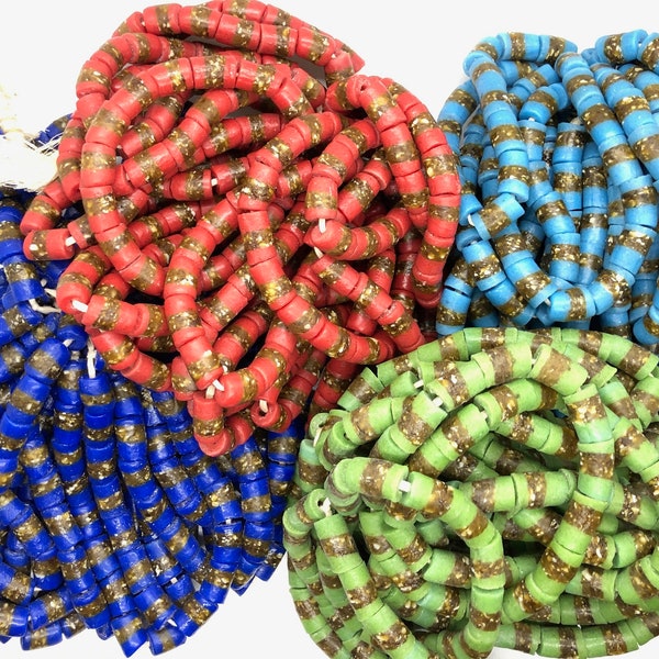 Kente beads | recycled glass beads | Krobo beads | 10x17mm | African beads