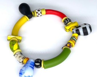 Pulseras Millefiori / Pulseras de cuentas de boda de Mali / Pulseras antiguas del siglo XIX
