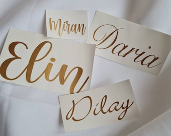 Vinyl Sticker Resin Aufkleber personalisiert Name Schriftzug individuell Geschenk