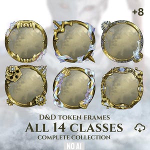 Complete D&D Class Token Frame Set |  No AI | VTT, Roll20, Foundry  | Golden Champion