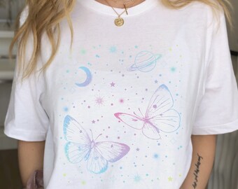 Butterfly Top Butterfly TShirt Butterfly Shirt Mystical Shirt Celestial Shirt Indie Clothes Aesthetic Clothes Trendy Clothes Alt Clothing