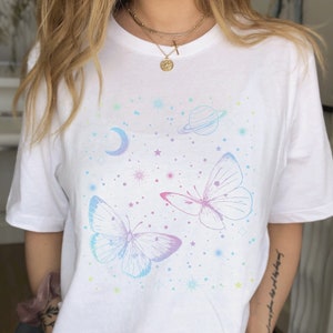 Butterfly Top Butterfly TShirt Butterfly Shirt Mystical Shirt Celestial Shirt Indie Clothes Aesthetic Clothes Trendy Clothes Alt Clothing