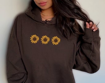 Sunflower Hoodie Minimalist Hoodie Brown Hoodie Trendy Hoodie Aesthetic Hoodie Indie Clothes Trendy Clothes Aesthetic Clothes Fall Apparel