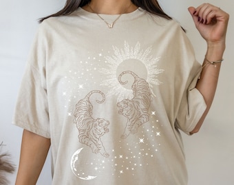 Tiger Shirt Tiger T Shirt Tiger Graphic Tee Mystical Shirt Celestial Shirt Indie Clothes Trendy Clothes Aesthetic Clothes Alt Clothing