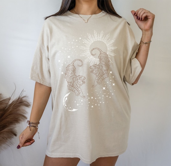 Tiger Shirt Tiger T Shirt Tiger Graphic Tee Mystical Shirt Celestial Shirt Indie Clothes Trendy Clothes Aesthetic Clothes Alt Clothing