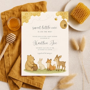 Winnie the Pooh Invitation, Winnie the Pooh Baby Shower Invite, Editable Winnie the Pooh, Instant Download, Printable