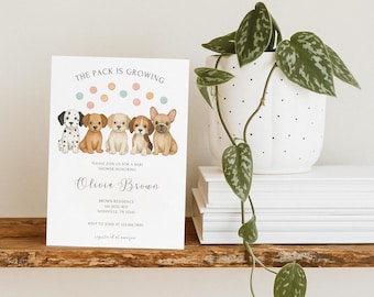 Puppy Baby Shower Invitations: Dog Theme (Digital Download)