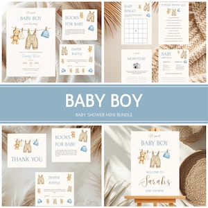 Bearbeitbar Es ist ein Jungen-Babyparty-Bundle, Wäscheleine-Dusche einladen, Baby-Kleidung einladen, ein süßes Baby-Baby-Dusche-Bundle