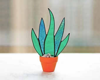 サボテン植物ステンドグラス多肉植物サンキャッチャーサボテン装飾ガーデン装飾植物ガラスアート、人工観葉植物、誕生日プレゼント
