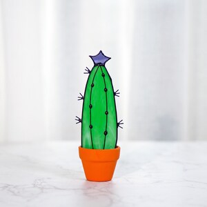 Cactus Plant Stained Glass Succulents Plants Suncatcher Cactus Decor Garden Decor Plants Glass Art, Artificial House Plant,Birthday Gifts