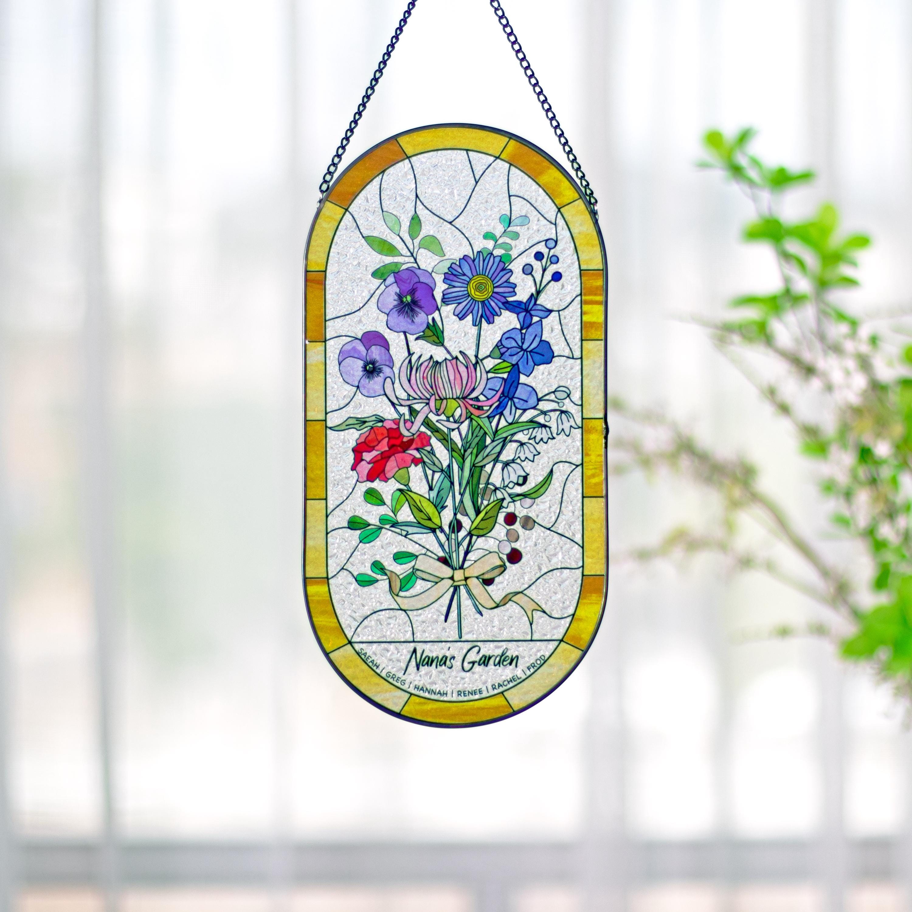 thumbnail image 2 of Handcrafted Stained Glass Pink Rose Suncatcher - November Birth Flower Home Decor 2 of 14