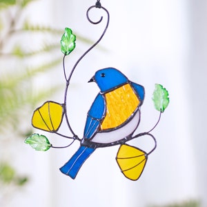 Bluebird Suncatcher Stained glass bird Mothers Day gifts Eastern bluebird stained glass window hangings Custom stained glass decor