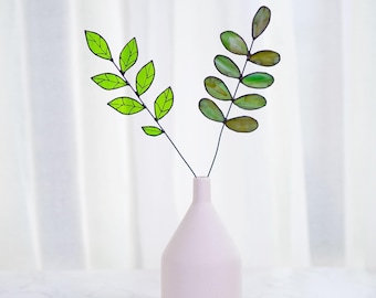 ワイルドフラワー ステンドグラス 葉 植物 サンキャッチャー ボヘミアン フラワーブーケ ガラスアート 母の日ギフト、花瓶に入った自然の花の植物 ホームデコレーション
