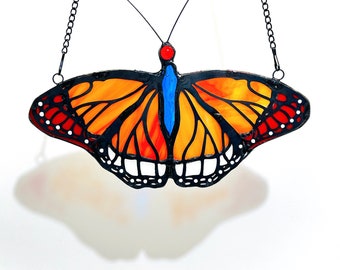 Monarch Butterfly Stained Glass Window Hanging Butterfly Suncatcher Decor, Butterfly Gifts Decoration, Butterfly Lovers