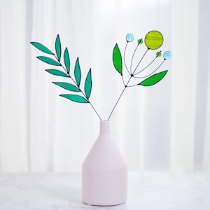 Wildblumen-Buntglasblätter Pflanze Suncatcher Boho Blumenstrauß Glaskunst Mothday Day Geschenk, Pflanzen Naturblumen In Vase Home Decor