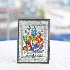 Custom Family Birth Flowers Glass Suncatcher, Custom Mom's Garden Gift Flower Glass Art Birth Flower Nana's Garden Mother's Day Gift For Mom image 16