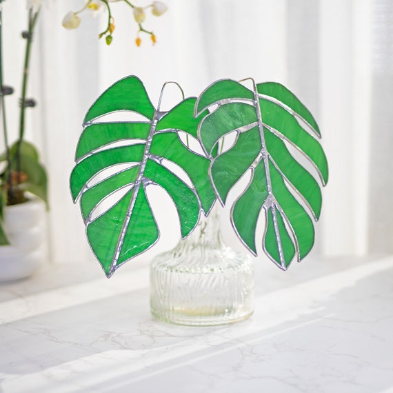 Monstera 1 Set of 2 Table Stained Glass Decor,fake Monstera Plant,monstera  Plant Decor,house Desk Plant,nature Home Decor, Nature Ornamen - Etsy