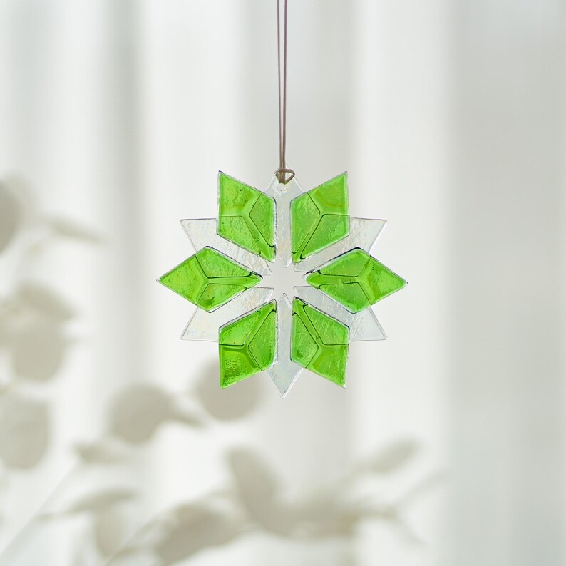 Snowflake Ornament Stained Glass Christmas Star Decorations Window