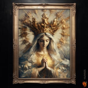Regina Caeli - Queen of Heaven - Blessed Virgin Mary, Crown, Maximilian Kolbe, Catholic Marian Fine Art Print #022
