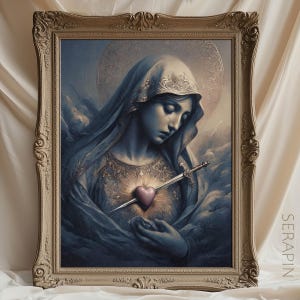 Mater Dolorosa - Our Lady of Sorrows - Blessed Virgin Mary Marian Moody Dark Gothic Art #043