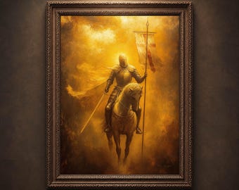 Crusader Knight - Catholic Man Art, Gift for Men, Warrior Manly Father's Day Knight's Templar Fine Art Print #032