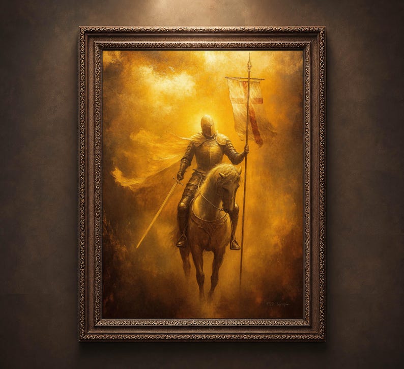 Crusader Knight - Catholic Man Art, Gift for Men, Warrior Manly Father's Day Knight's Templar Fine Art Print #032 image 1
