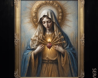 Seven Sorrows of Mary - Mater Dolorosa, Dolors of Our Lady - Mother of Sorrows Co-Redemptrix Marian Fine Art Print #055