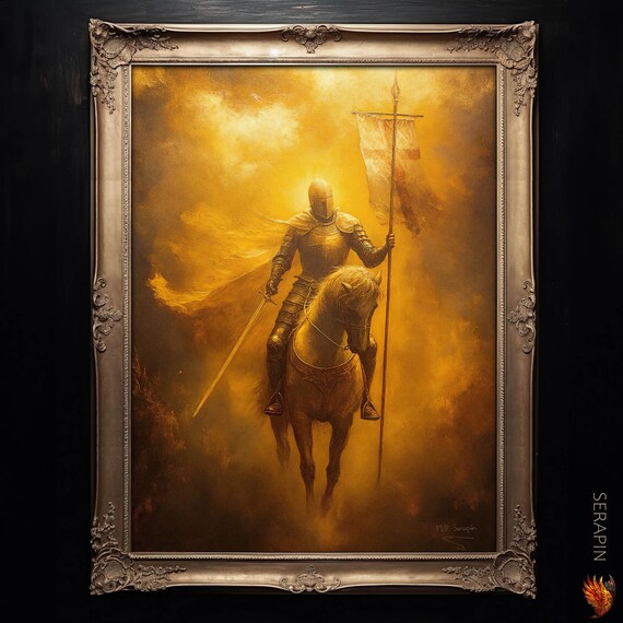 Crusader Knight - Catholic Man Art, Gift for Men, Warrior Manly Father's Day Knight's Templar Fine Art Print #032