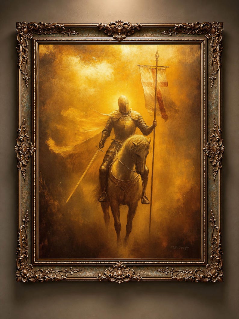 Crusader Knight - Catholic Man Art, Gift for Men, Warrior Manly Father's Day Knight's Templar Fine Art Print #032 image 9