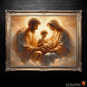 Heilige Familie - Jesus Maria Joseph - Katholische Haus Geschenk Haussegen Wandkunst Jungfrau #028
