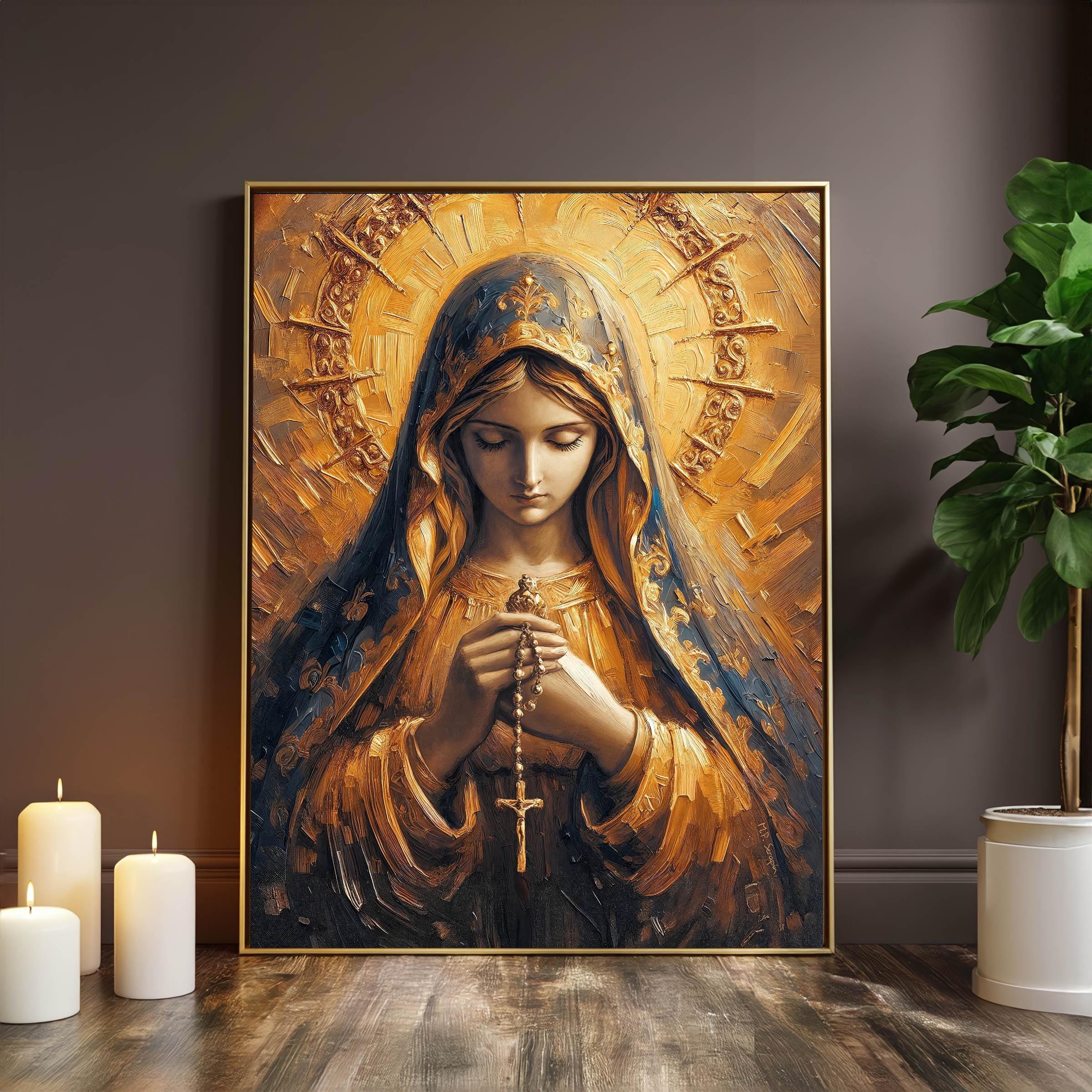 Our Lady of the Holy Rosary - 100% Cotton Stretched Canvas, Ready-to ...