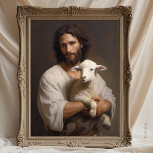 Jesus the Good Shepherd - Lamb Collection - Gift For Pastor Priest Father Christian Wall Art Print #002