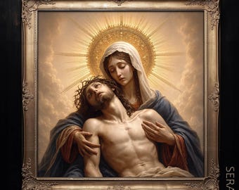 Die Pietà – Schmerz, Passion, Jungfrau Maria mit dem gekreuzigten Jesus, Michelangelo #068