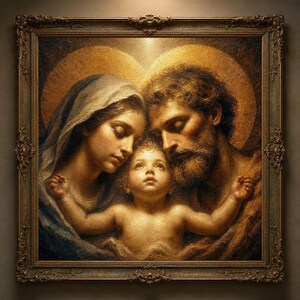 The Cross Foretold - Holy Family, Jesus Mary Joseph Baby Jesus, Christmas, Baroque Classical, Catholic Fine Art Print #096