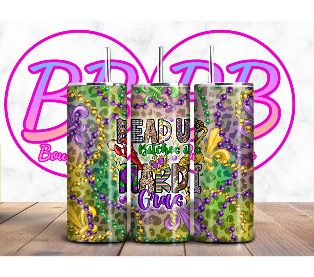 Mardi Gras Tumbler, Bead up Tumbler, Mardi Gras PNG, Mardi Gras Tumbler