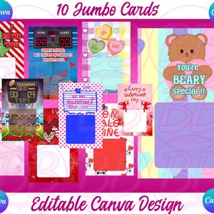Jumbo Valentines Card, Valentine Card, PNG Downloads, Editable in Canva, Valentines Design Template, Canva, Sublimation,CanvaProDesign