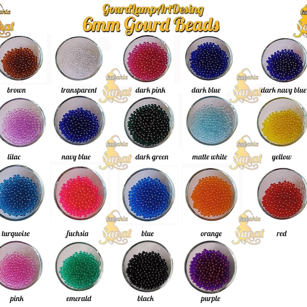 6mm Gourd Beads, No Hole and Colored Gourd Beads, 150 pieces, Excellent Light Transmittance, Premium Quality
